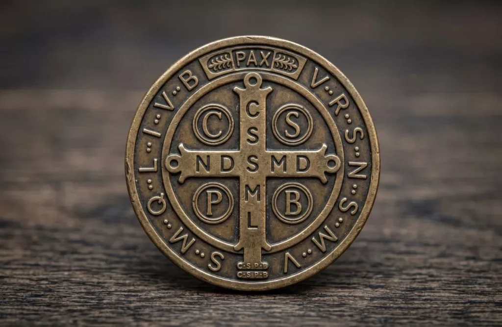 image of back of st benedict medal